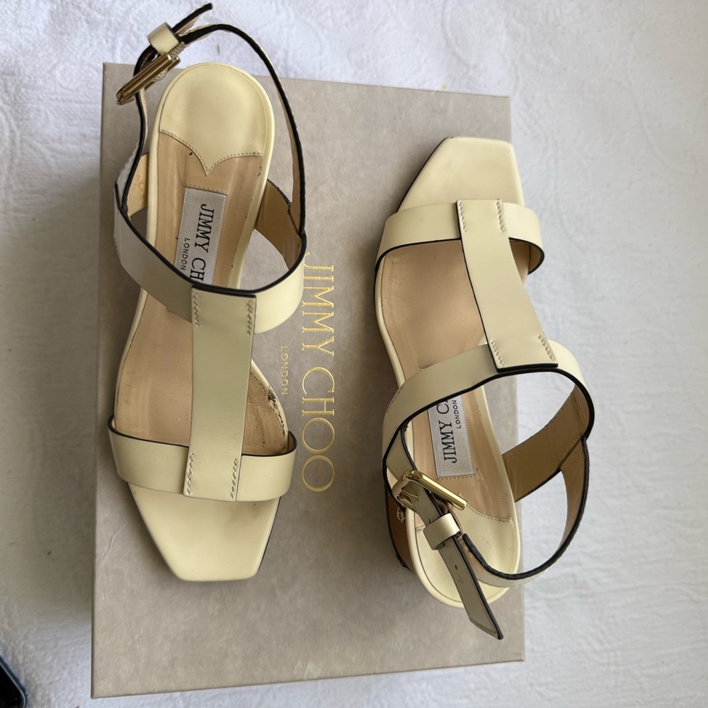 Jimmy Choo Jin Square Toe Sandals 45 mm size 37. - Picture 8 of 17